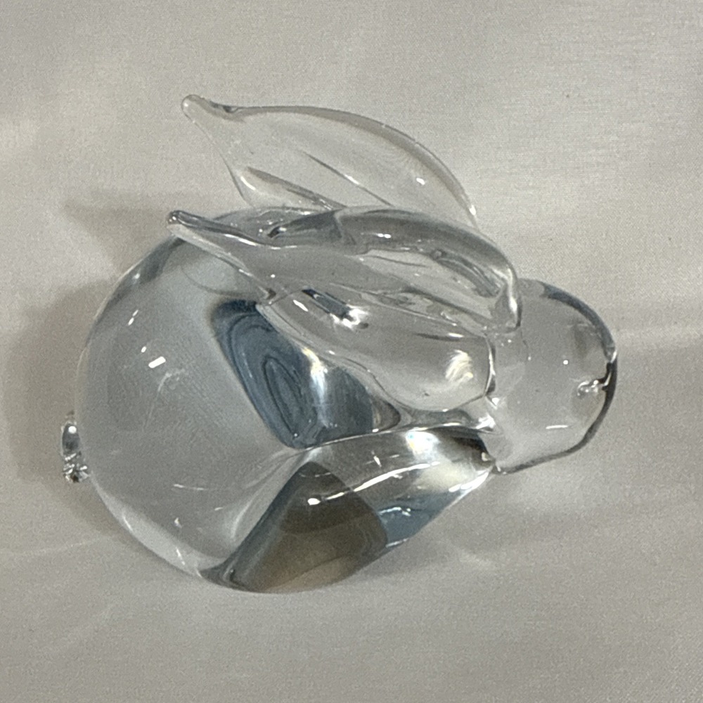 Vintage Interpur Clear Glass Rabbit Figurine Paperweight Taiwan - Picture 2 of 11